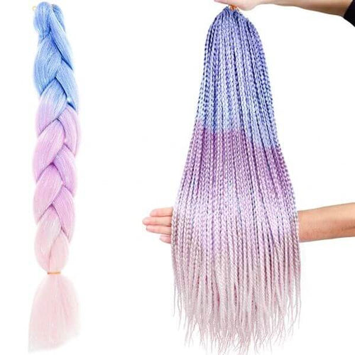OMBRE Synthetic Hair Braid – Navy Blue, Purple & Pink with Glitter - LUX-Anic