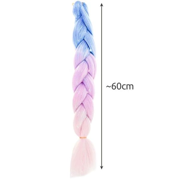 OMBRE Synthetic Hair Braid – Navy Blue, Purple & Pink with Glitter - LUX-Anic