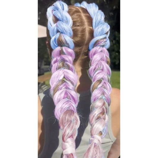 Braid synthétique OMBRE – Bleu marine, violet et rose avec paillettes