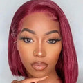 99J Burgundy Straight Bob Wig – 100% Human Hair – Glueless Lace Front - LUX-Anic