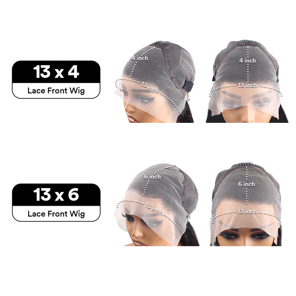 Perruque en cheveux humains Frontal en Dentelle HD 13x6 et 13x4 en ondulation corps, 200 % - de 22'' à 34 pouces
