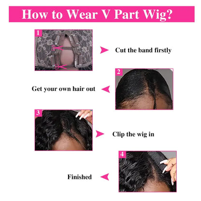 V Part Bob Wig Kinky Curly
