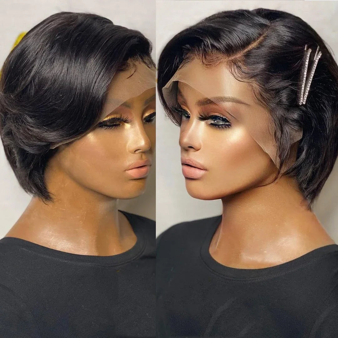 Pixie Cut Human Hair Wig | 13x4 Transparent Lace Front | 250% Density | Short Straight