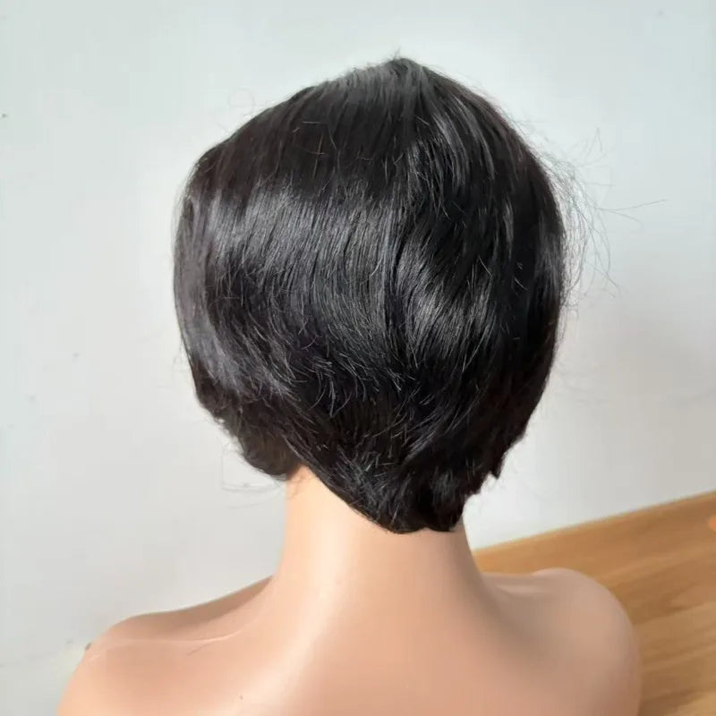 Perruque de cheveux humains vierges brésiliens Premium 13x4 Lace Frontale 99j#4# Couleur naturelle, 6 pouces, Remy, Confortable à Porter pour Femmes