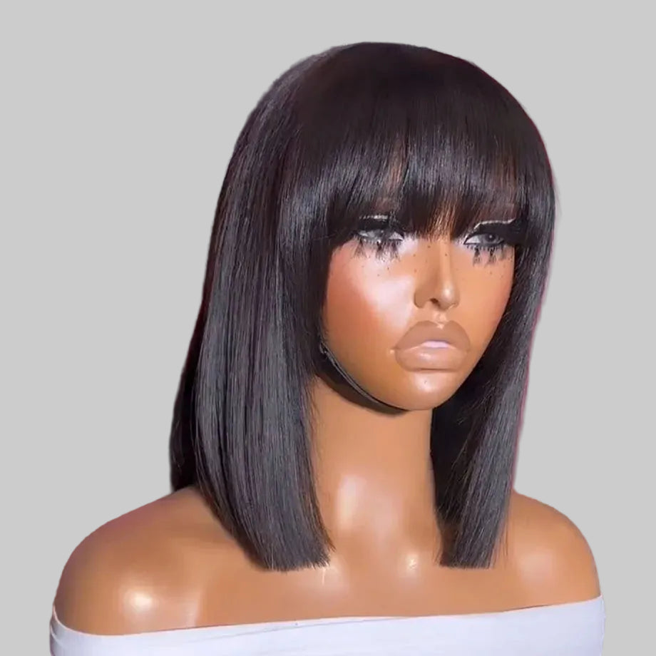 Short Bob Wig | Brazilian Remy Human Hair | 3x1 Lace Middle Part | Straight Bob