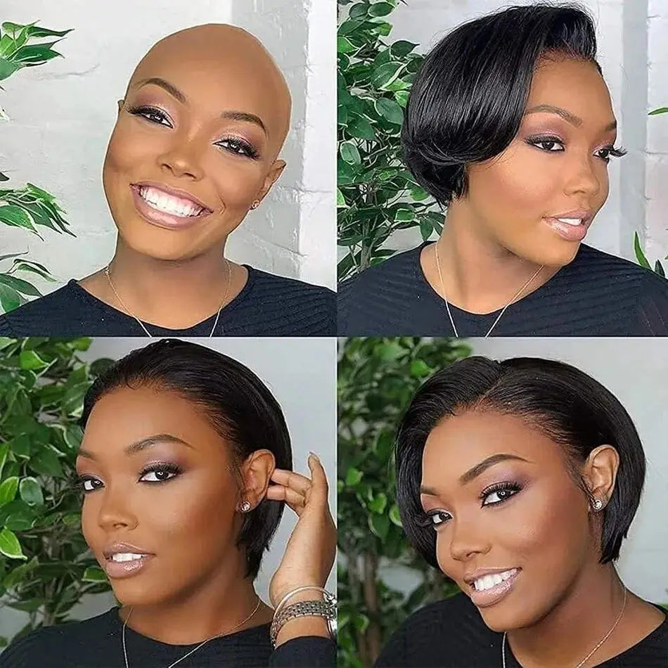 Pixie Cut Human Hair Wig | 13x4 Transparent Lace Front | 250% Density | Short Straight
