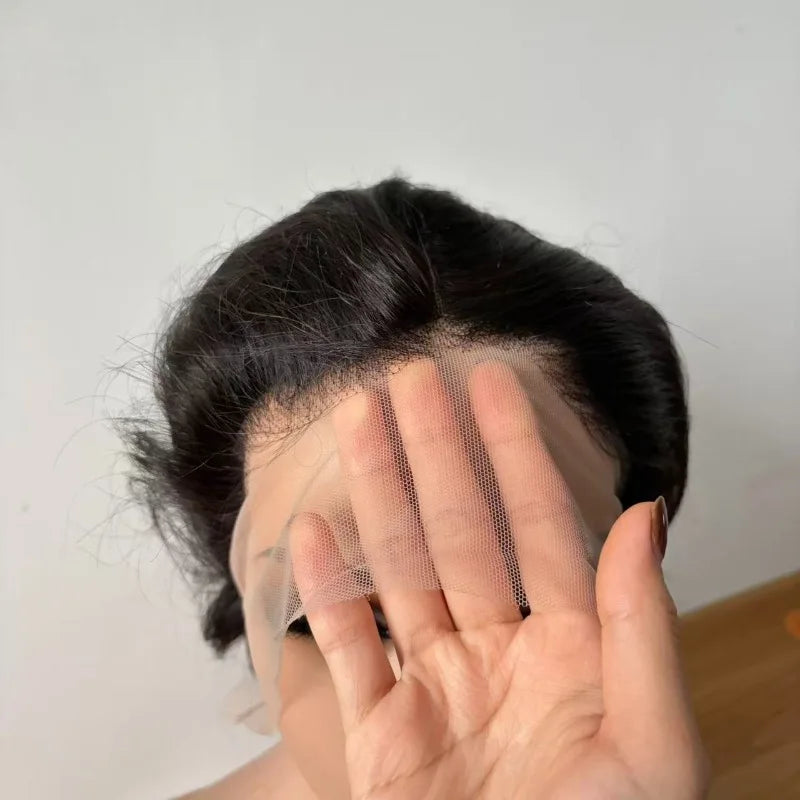 Perruque de cheveux humains vierges brésiliens Premium 13x4 Lace Frontale 99j#4# Couleur naturelle, 6 pouces, Remy, Confortable à Porter pour Femmes