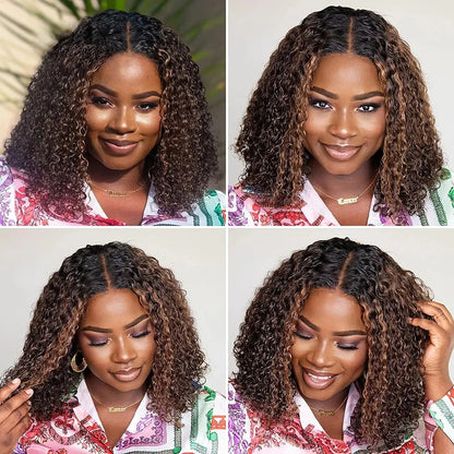 4/27 Highlight Blonde Short Bob Glueless Wig – Deep Wave Human Hair - LUX-Anic