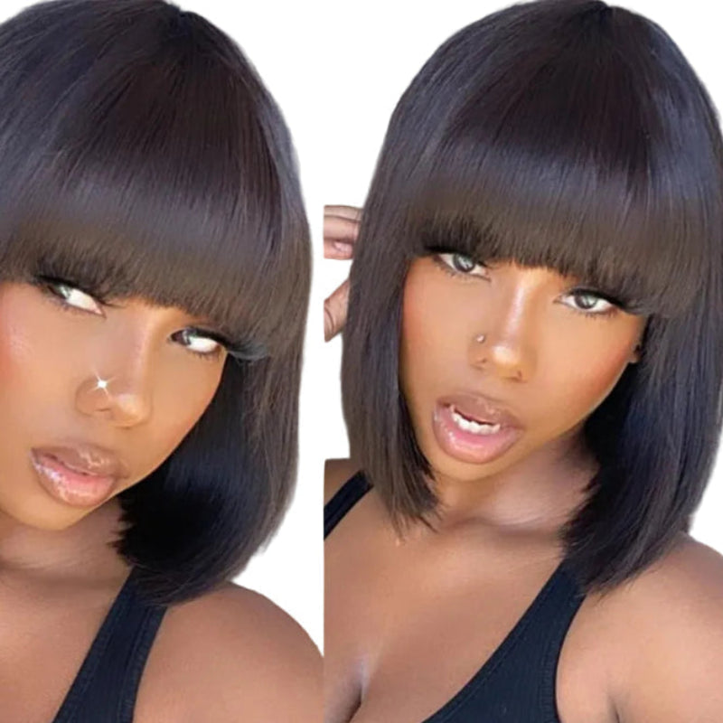 Short Bob Wig | Brazilian Remy Human Hair | 3x1 Lace Middle Part | Straight Bob