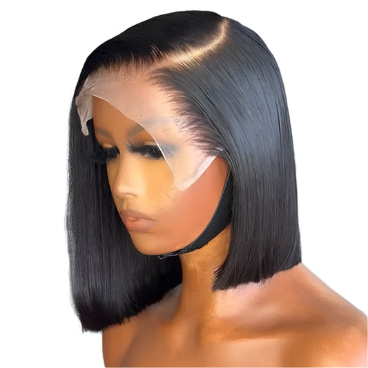Short  Bob Wig 100% Brazilian Remy Human Hair Lace Front Pre-Plucked