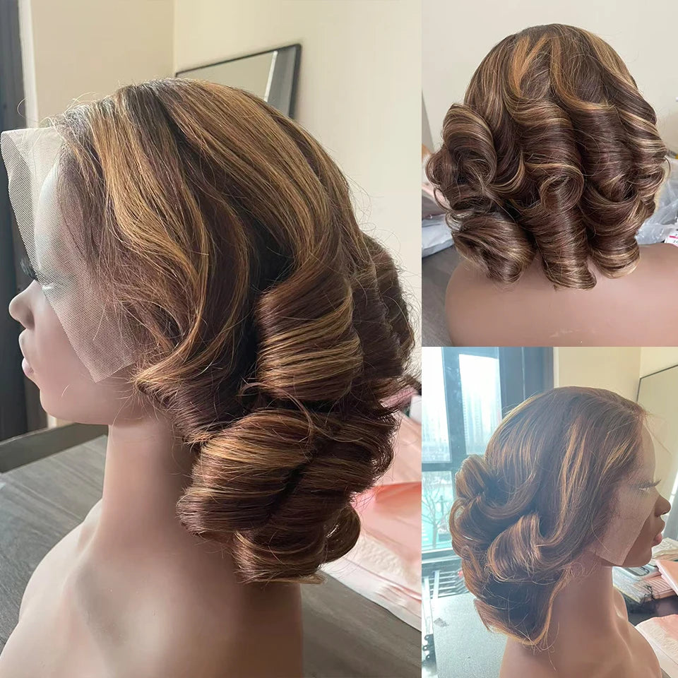 Collage of a woman with styled hair in various angles