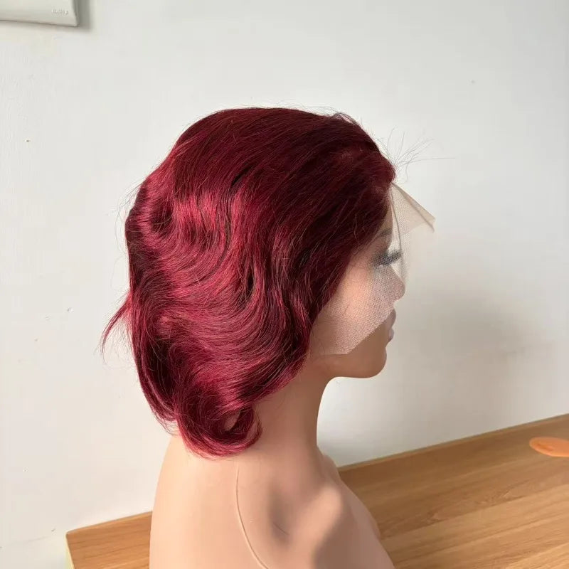 Perruque de cheveux humains vierges brésiliens Premium 13x4 Lace Frontale 99j#4# Couleur naturelle, 6 pouces, Remy, Confortable à Porter pour Femmes