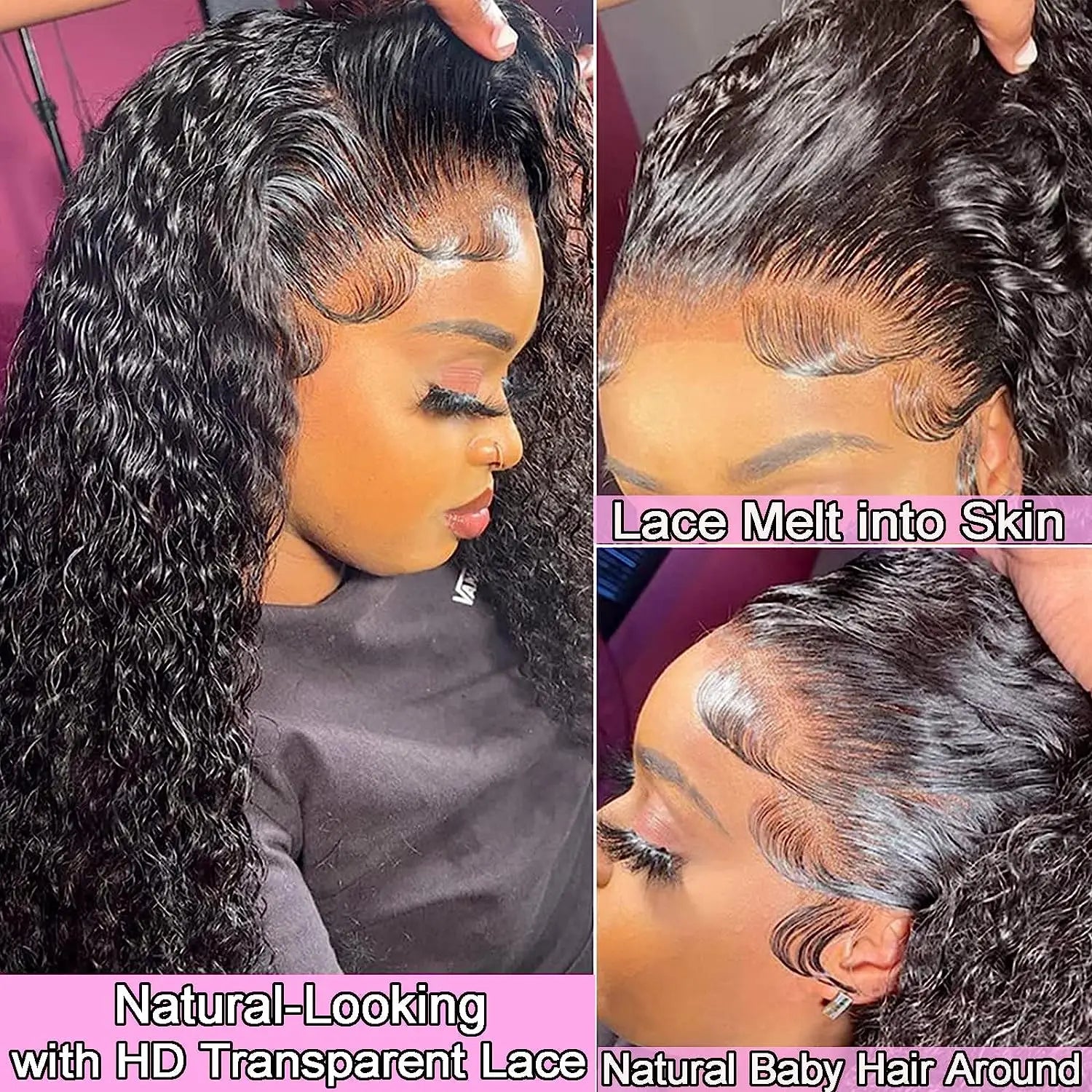 Perruque frontale Deep Wave 180 % 13x6 Perruques frontales HD Lace pour femmes Perruque en cheveux humains Water Wave Curly Lace Front 13x4 Haute densité 1B
