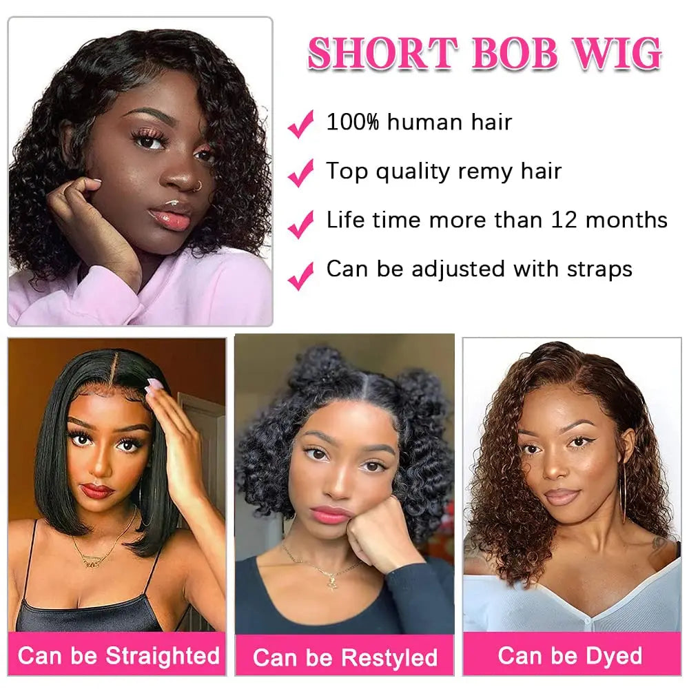 V Part Bob Wig Kinky Curly