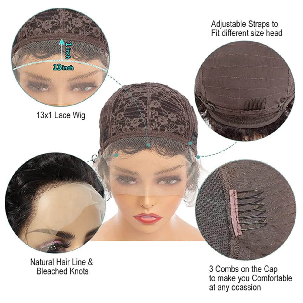 Kurze Lockige Lace Front Echthaarperücke Seitenansicht