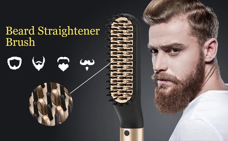 Mini peigne lisseur pour barbe et cheveux – Coiffure sûre pour hommes – Prise UE