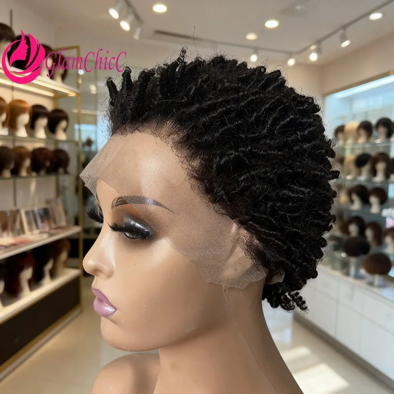 High Quality 180% Density Afro Kinky Curly 13x4 Ear To Ear Lace Frontal Wigs for Women 6inches Natural Color Remy Hair Wigs
