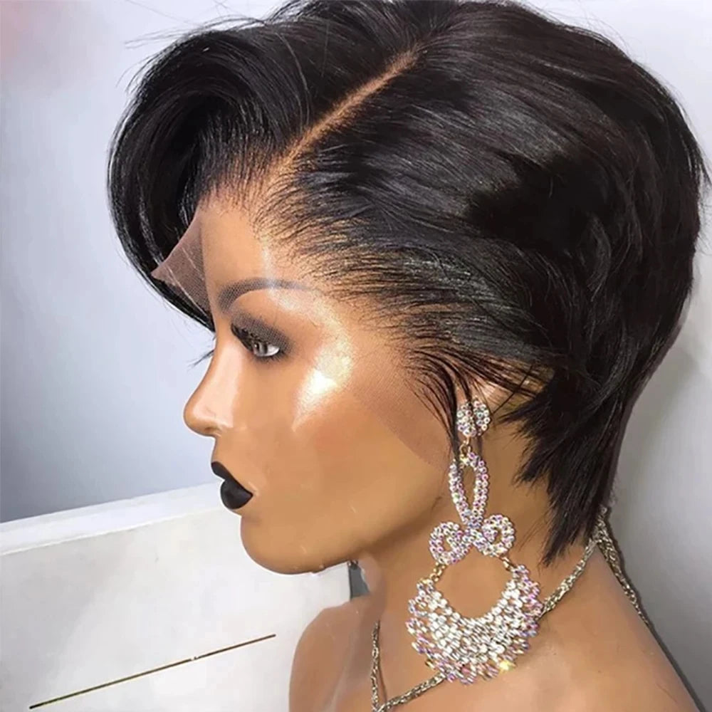 Pixie Cut Human Hair Wig | 13x4 Transparent Lace Front | 250% Density | Short Straight