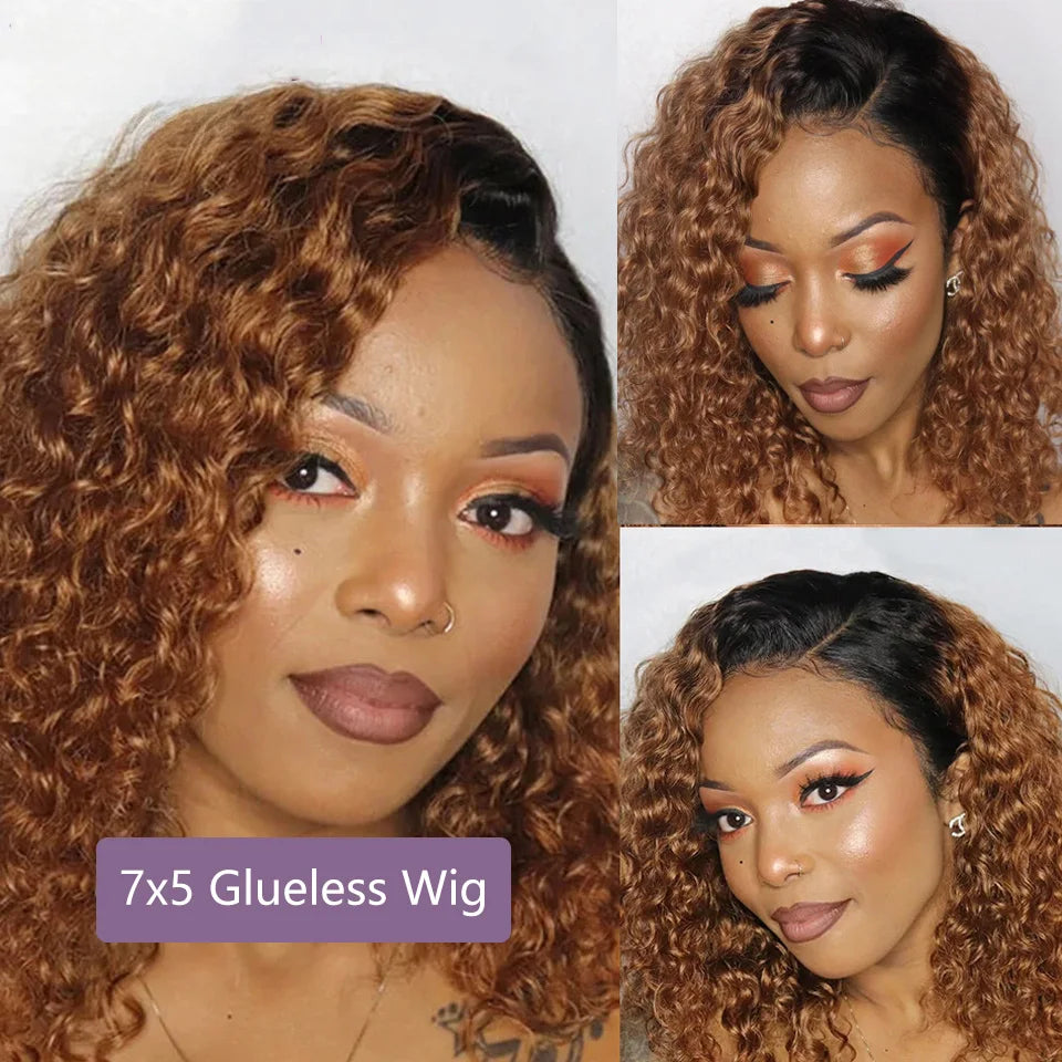 4/27 Highlight Blonde Short Bob Glueless Wig – Deep Wave Human Hair - LUX-Anic