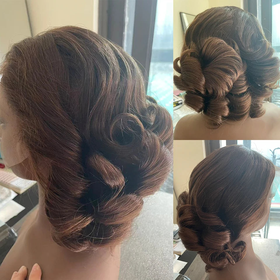 4/350 Highlight Loose Fumi Echthaarperücken Bouncy Curly Bob 13x4 Lace Front Wear to go Glueless