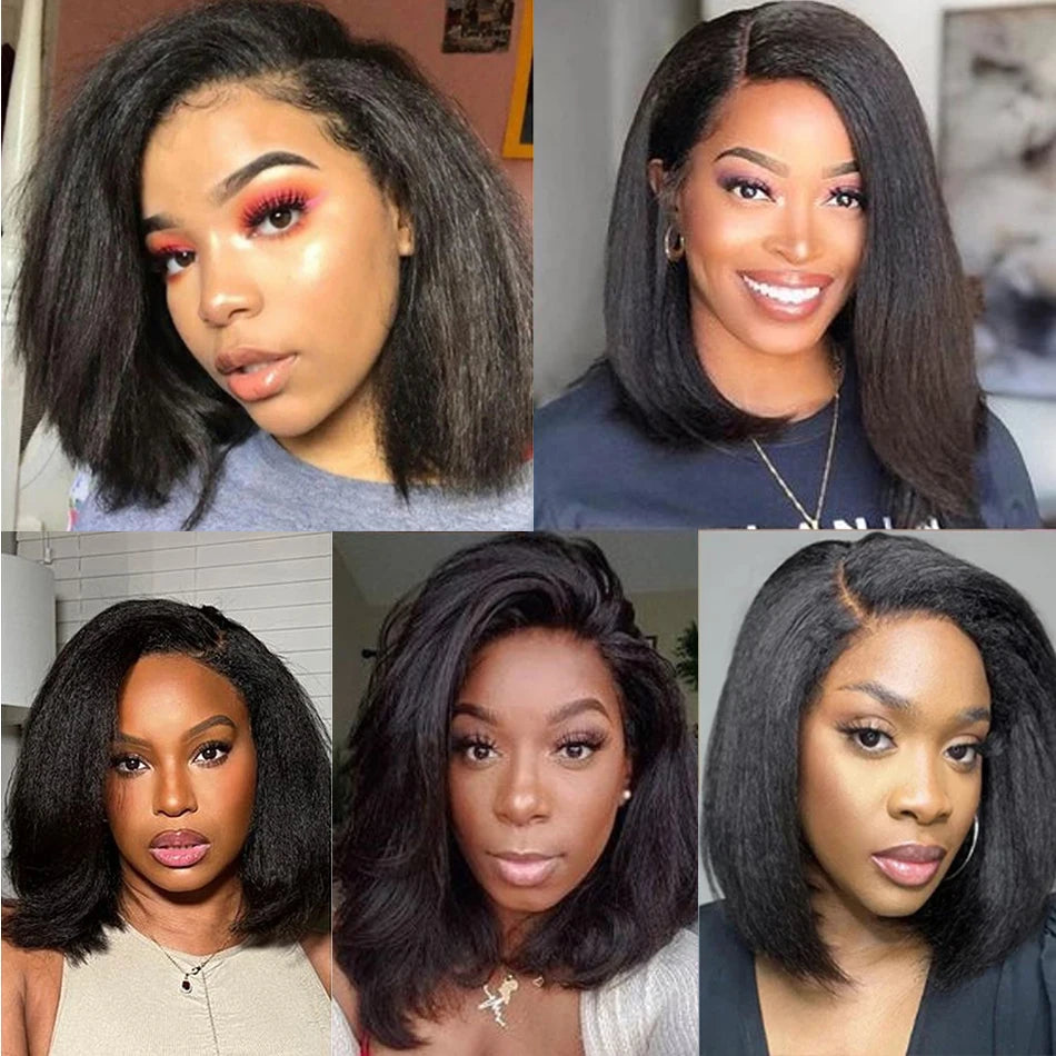 Kinky Straight Bob Wig | Indian Remy Human Hair | HD Lace | Glueless Wear & Go