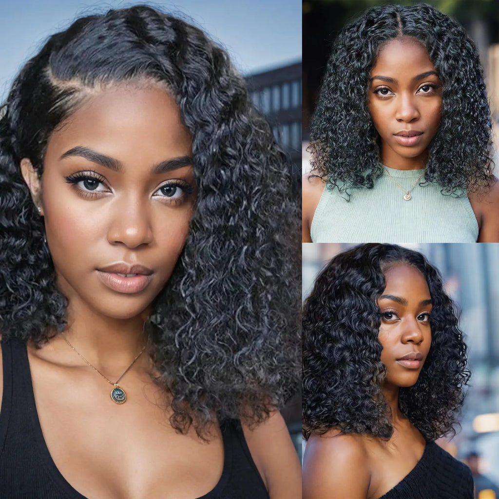 V Part Bob Wig Kinky Curly