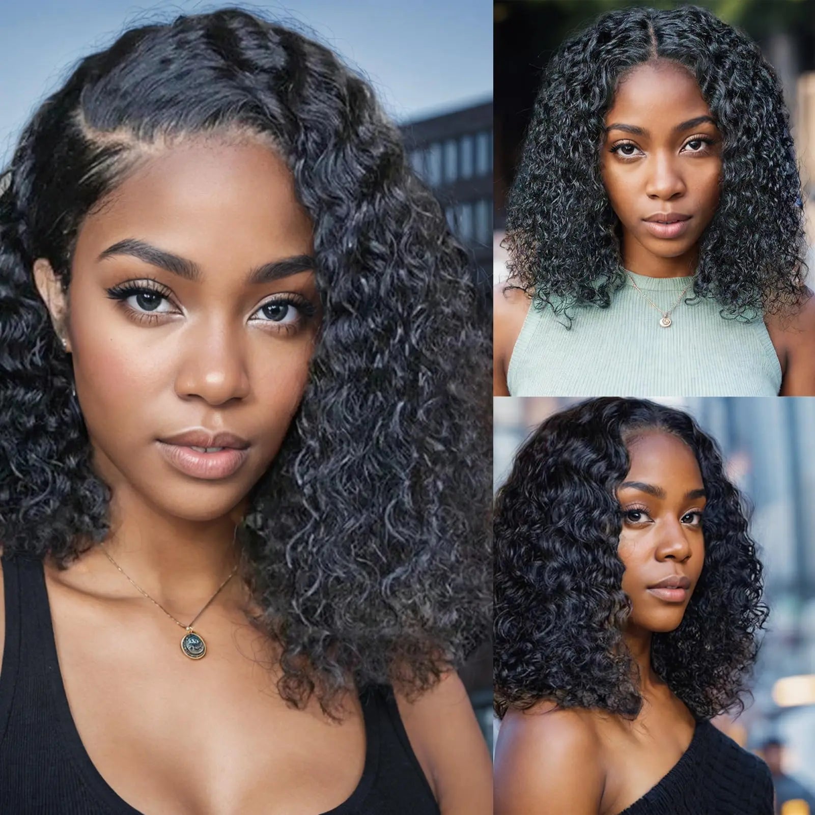 V Part Bob Wig Kinky Curly