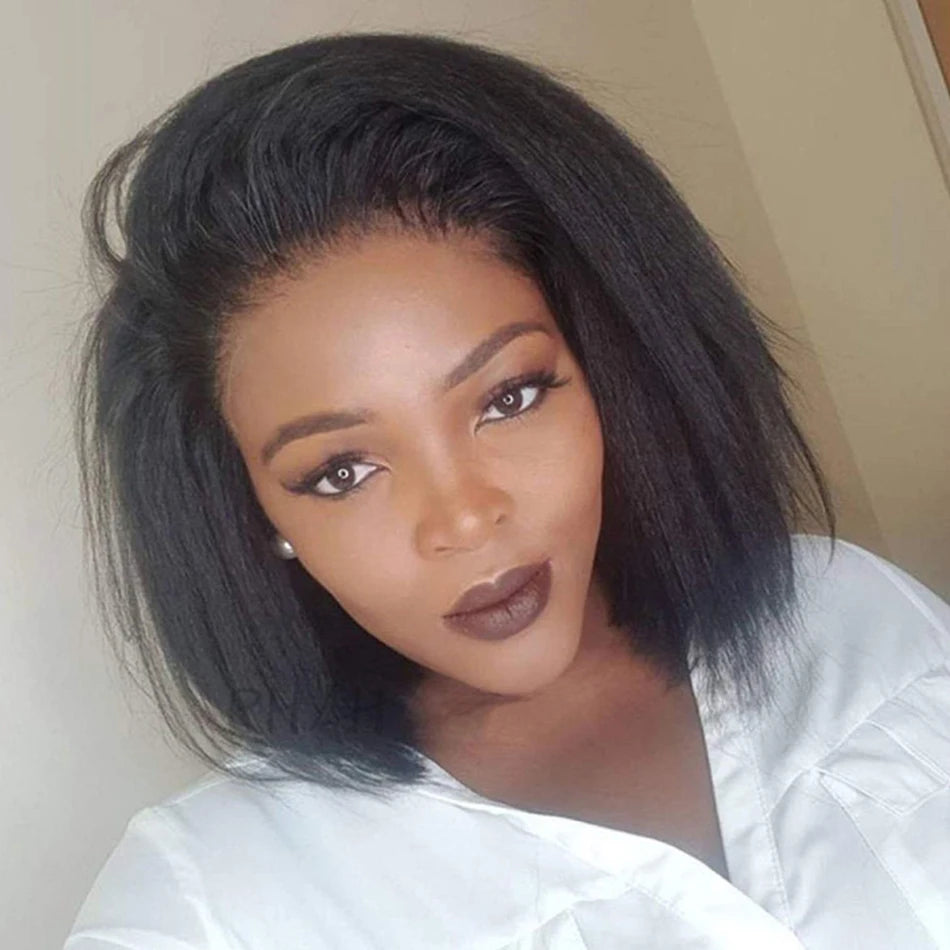 Kinky Straight Bob Wig | Indian Remy Human Hair | HD Lace | Glueless Wear & Go