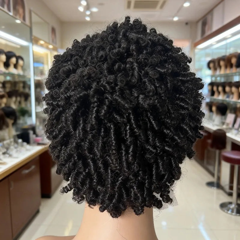 High Quality 180% Density Afro Kinky Curly 13x4 Ear To Ear Lace Frontal Wigs for Women 6inches Natural Color Remy Hair Wigs
