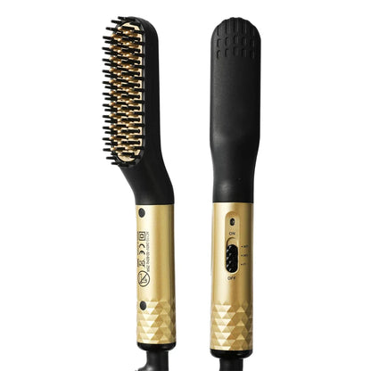 Mini Beard & Hair Straightener Comb–Safe Styling for Men-EU Plug