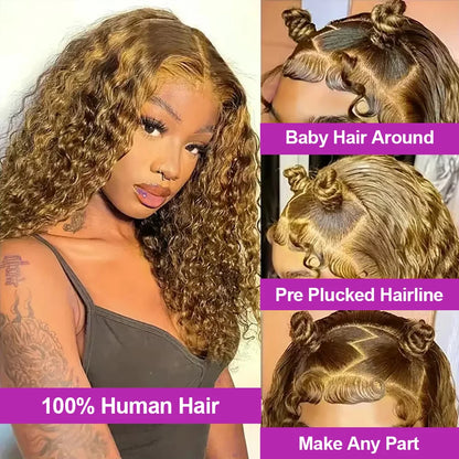 4/27 Highlight Blonde Short Bob Glueless Wig – Deep Wave Human Hair - LUX-Anic