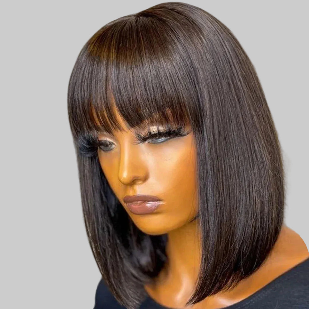 Short Bob Wig | Brazilian Remy Human Hair | 3x1 Lace Middle Part | Straight Bob