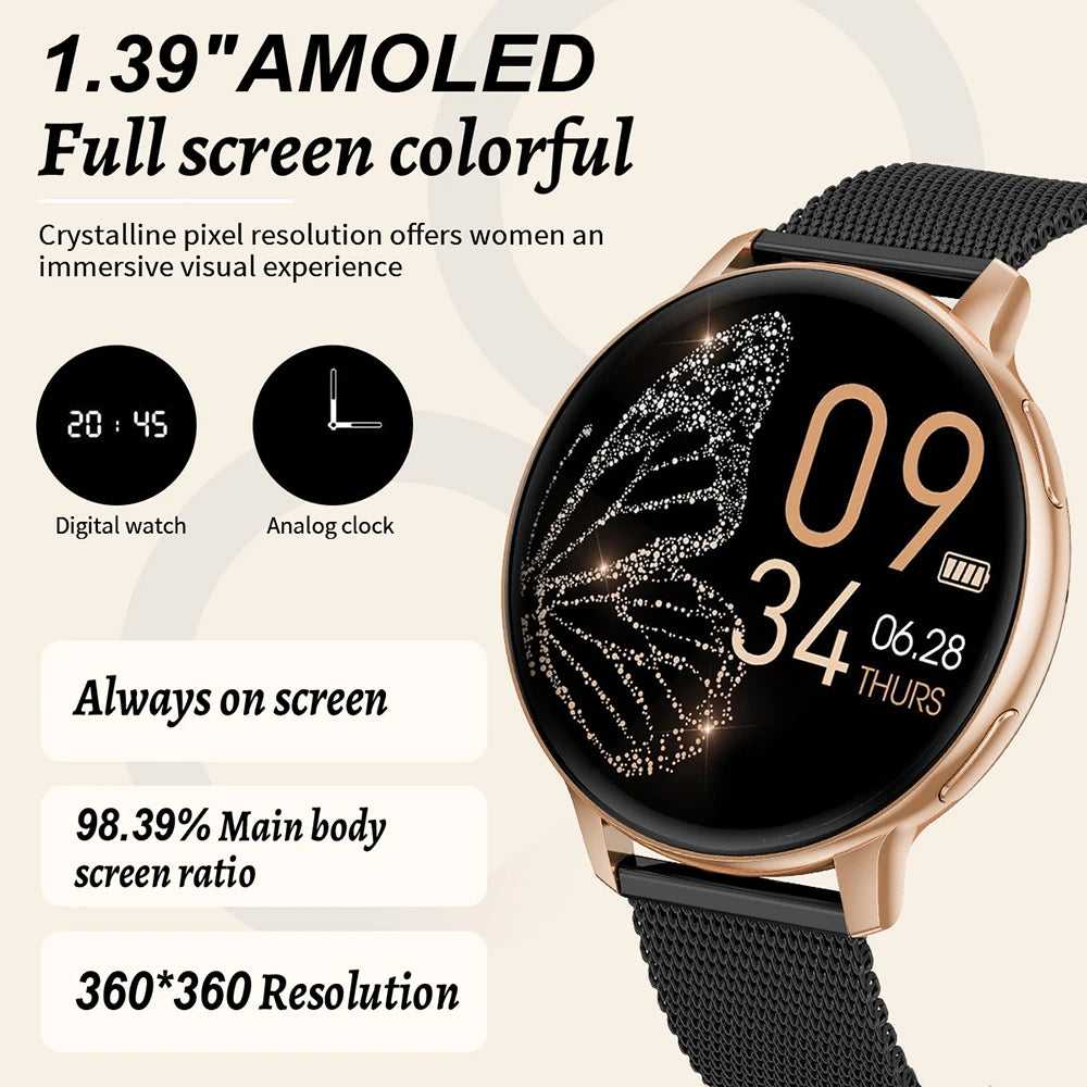 Bluetooth Call Custom Dial Steel Smart Watches Men Women Sports Fitness Tracker Heart Rate For Android IOS