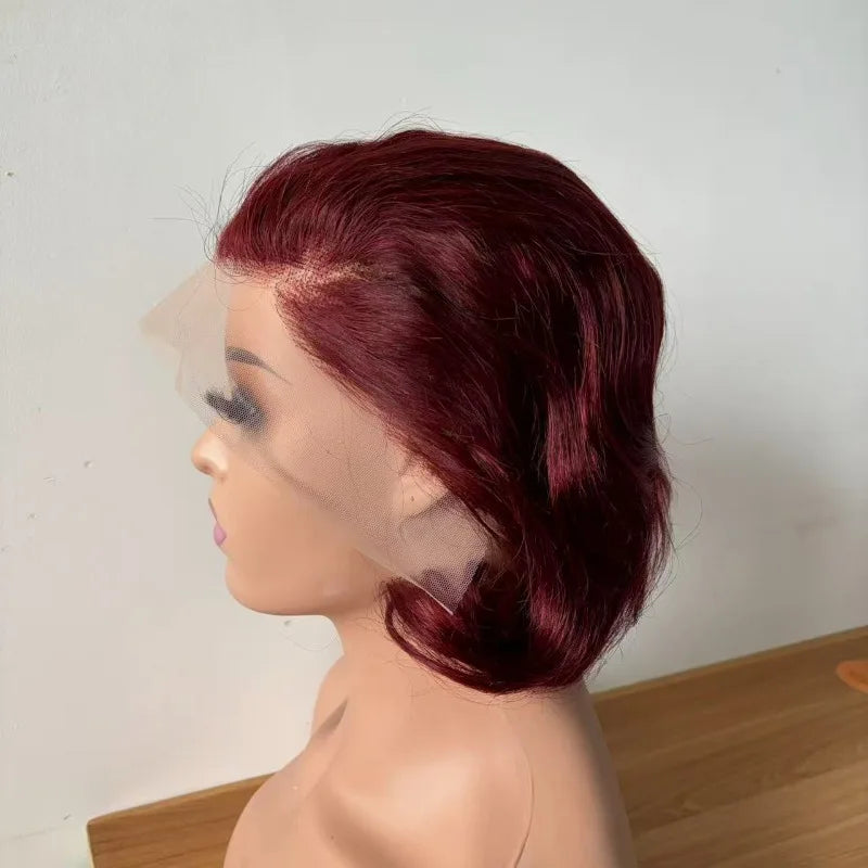Perruque de cheveux humains vierges brésiliens Premium 13x4 Lace Frontale 99j#4# Couleur naturelle, 6 pouces, Remy, Confortable à Porter pour Femmes