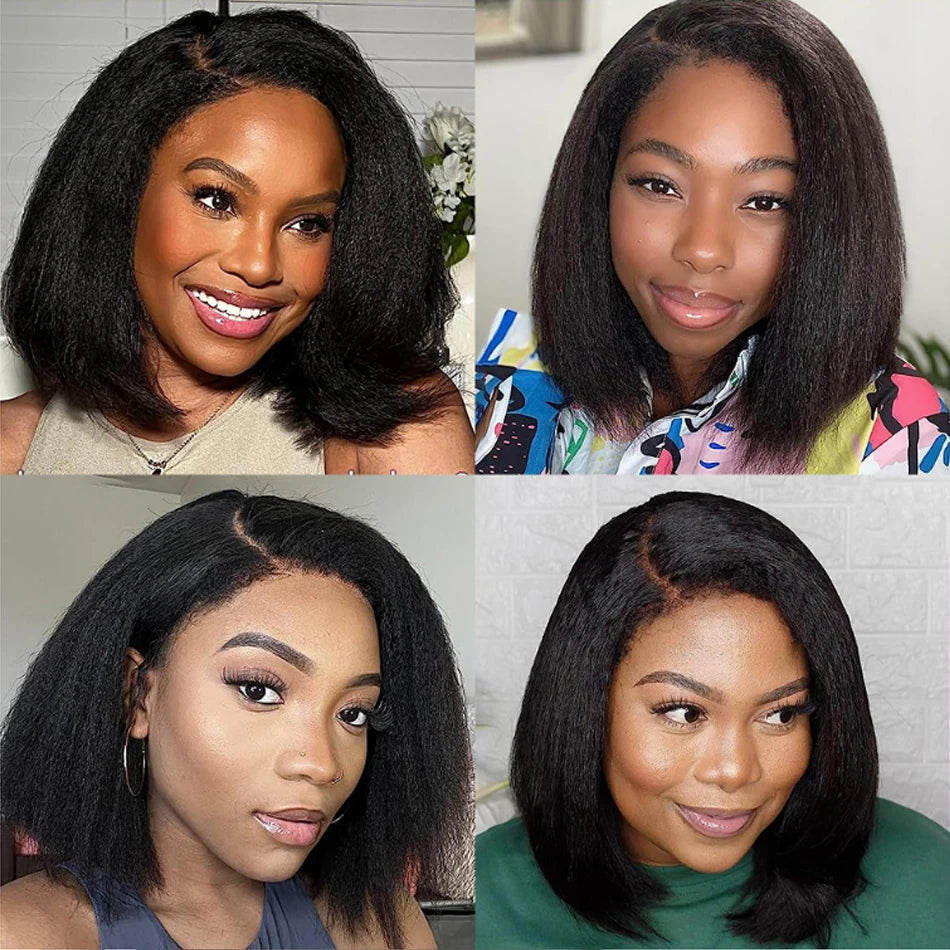 Kinky Straight Bob Wig | Indian Remy Human Hair | HD Lace | Glueless Wear & Go