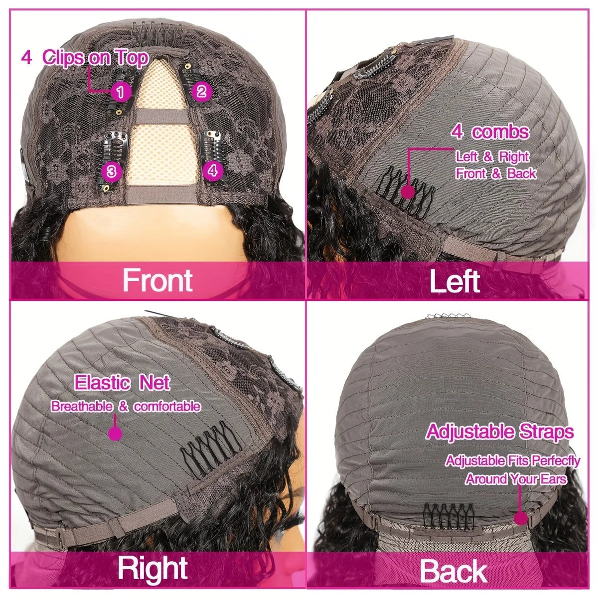 V Part Bob Wig Kinky Curly