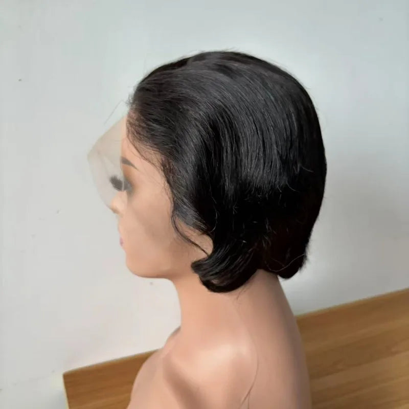 Perruque de cheveux humains vierges brésiliens Premium 13x4 Lace Frontale 99j#4# Couleur naturelle, 6 pouces, Remy, Confortable à Porter pour Femmes
