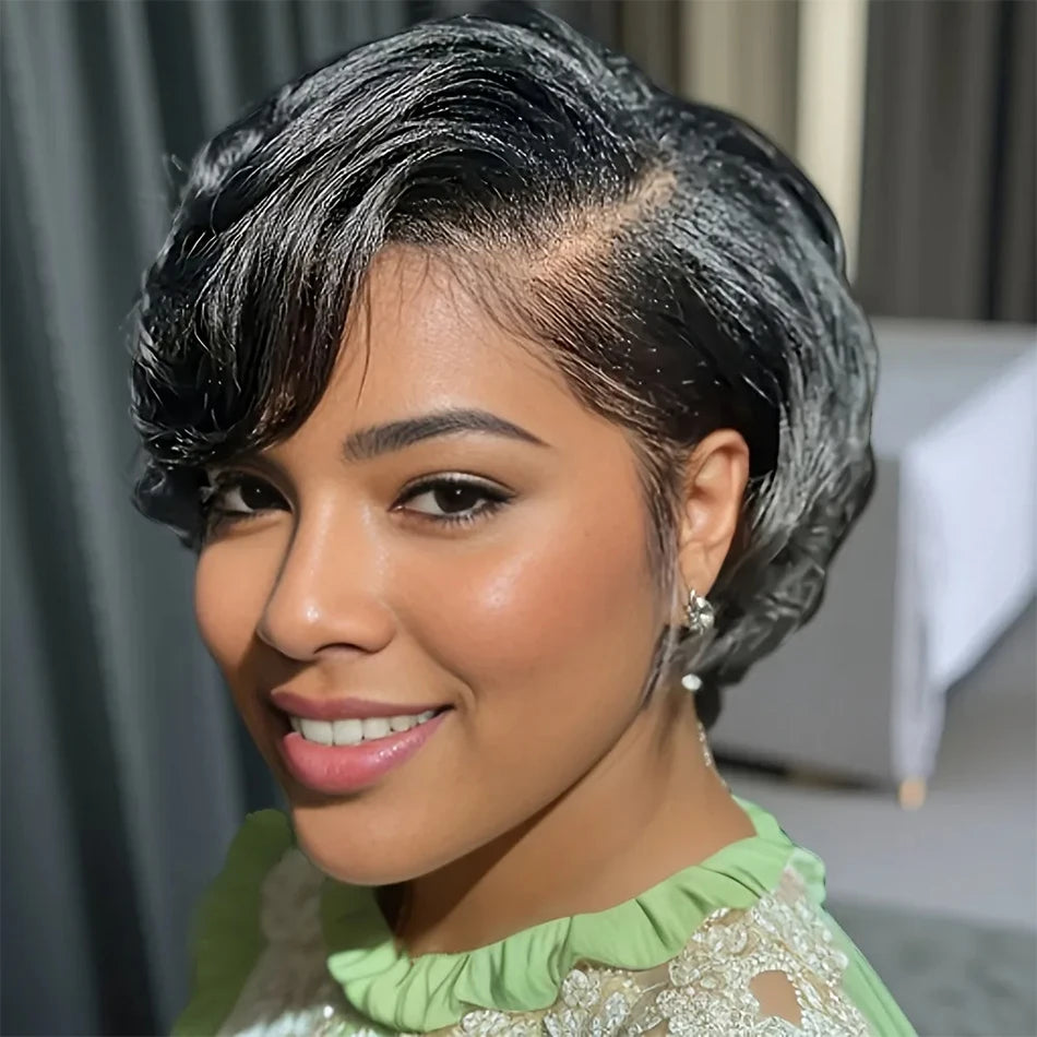 Pixie Cut Human Hair Wig | 13x4 Transparent Lace Front | 250% Density | Short Straight