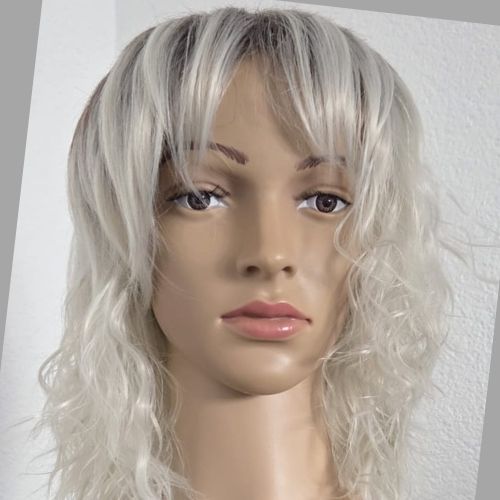Hand-finished Short Curly Gray Wig with Bangs-Synthetic High-Temperature Fiber