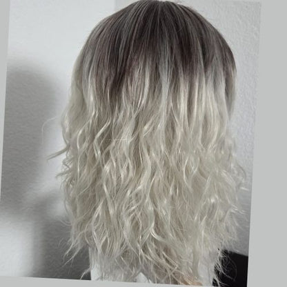 Hand-finished Short Curly Gray Wig with Bangs-Synthetic High-Temperature Fiber