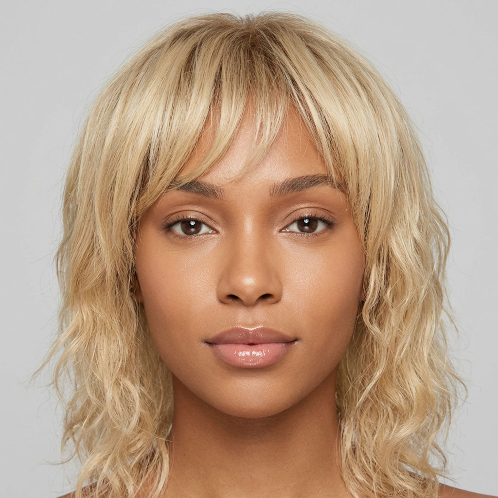 Short Curly Wig with Bangs | Blonde · Brown · Grey | Heat-Resistant Synthetic Wig – LUX-Anic