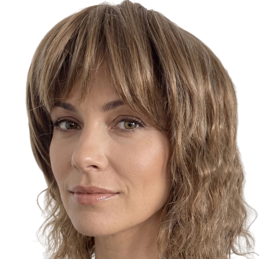 Short Curly Wig with Bangs | Blonde · Brown · Grey | Heat-Resistant Synthetic Wig – LUX-Anic