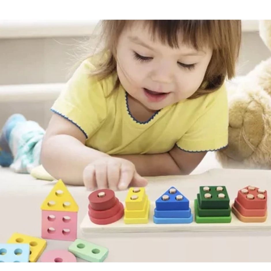 Puzzle de tri de formes en bois – Jouet éducatif