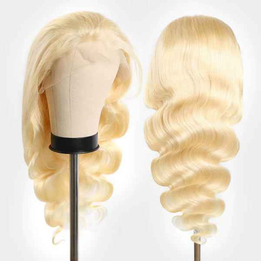 Blonde Lace Front Wig – 100% Human Hair, 180% Density, Transparent Lace, Pre-Plucked Natural Hairline