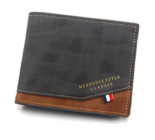 Men's Short Matte Leather Wallet Multi Slot Coin Pocket Photo Holder